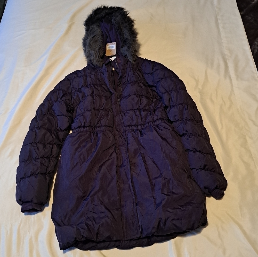 Crazy 8 girls size Large or 10/12 purple long winter jacket, warm New